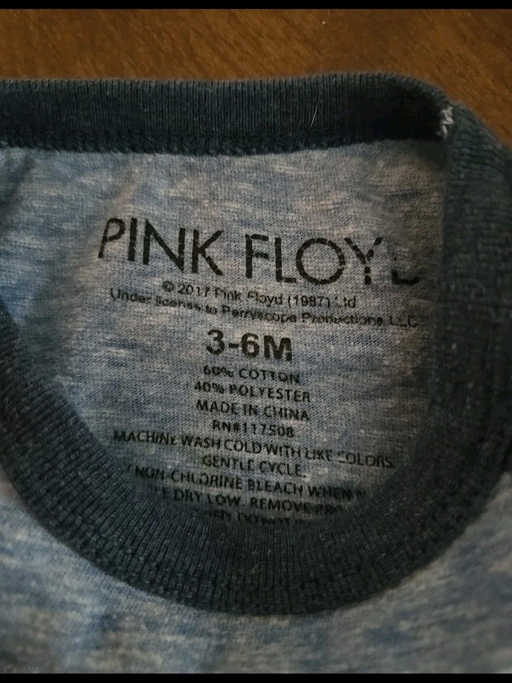 Pink Floyd Navy and Heather Blue Raglan Baby One-Piece - Picture 3 of 3